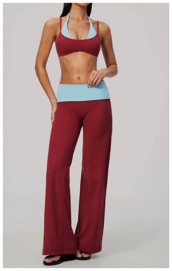 SPARK Women’s Color Block Fake Two-Piece Yoga Bra ZC2585