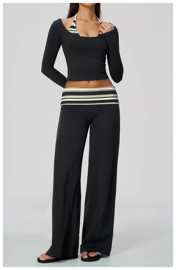 SPARK Women’s Color Block Stripe Yoga Long Sleeve Top ZC4549
