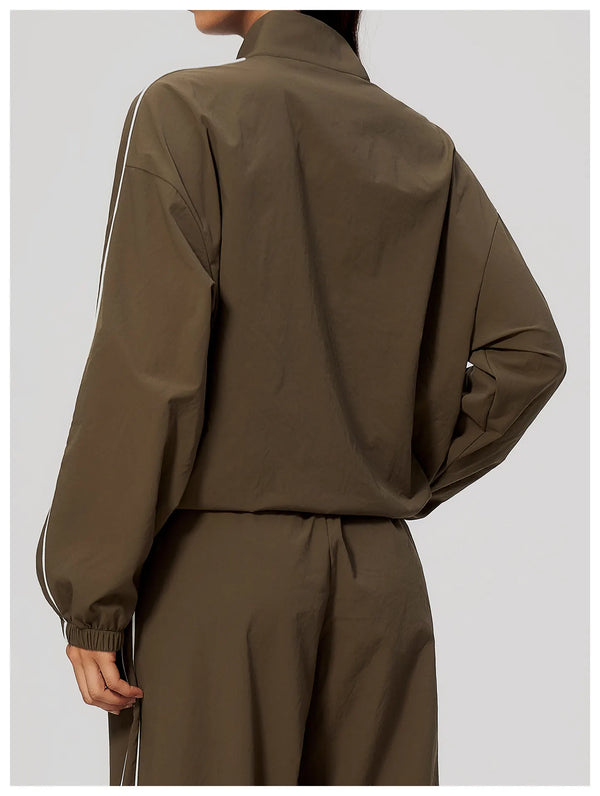 SPARK Women’s Color-Block Stand-Collar Zip-Up Jacket ZC3616-1