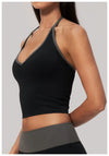 SPARK Color-block V-neck Halter Yoga Tank Top ZC9639