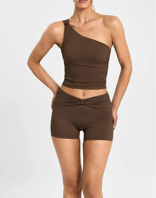SPARK One-shoulder Twisted Yoga Tank Top for Women FNK26071