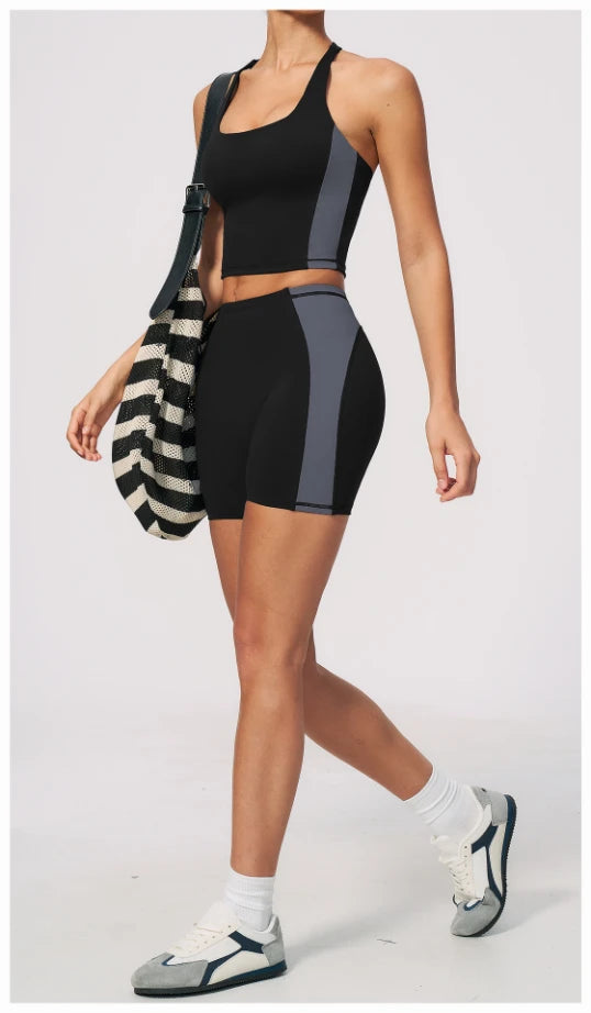 SPARK High Waist Color Block Peach Lift Butt Yoga Shorts ZC2567