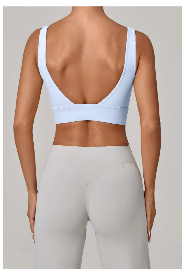 SPARK Women's Wide Hem High Support Open Back Yoga Bra QS25010