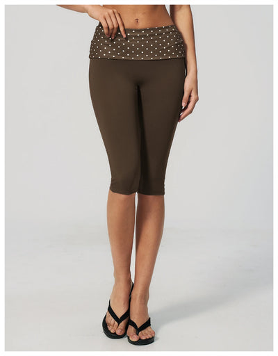 SPARK New Brushed Retro Polka Dot Fold-Over Yoga Capri ZC4549