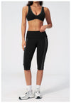 SPARK Women's Contrast Color Foldable Waist Capris Pants For Women ZC3588