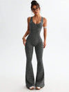 SPARK Leopard Print Criss-cross Back Seamless Yoga Jumpsuit ZJ315