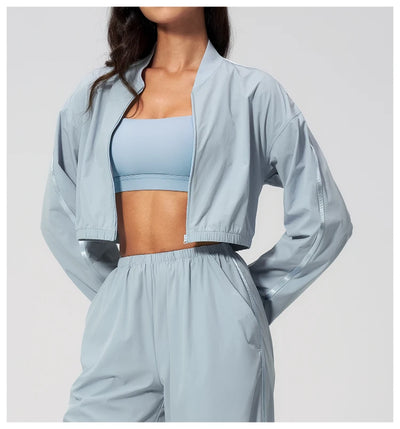 SPARK UPF 50+Ribbed Stand Collar Lightweight Yoga Workout Jacket ZC2549