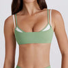 SPARK Contrast White Stripe Fake Two-Piece Twist Sports Bra QY6549