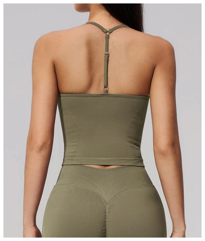 SPARK Seamless Halter Neck Y-Back Yoga Fitness Tank Top ZC3595
