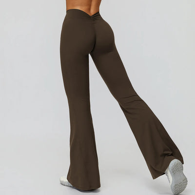 Back Waist Scrunch Flared Pants for Women 