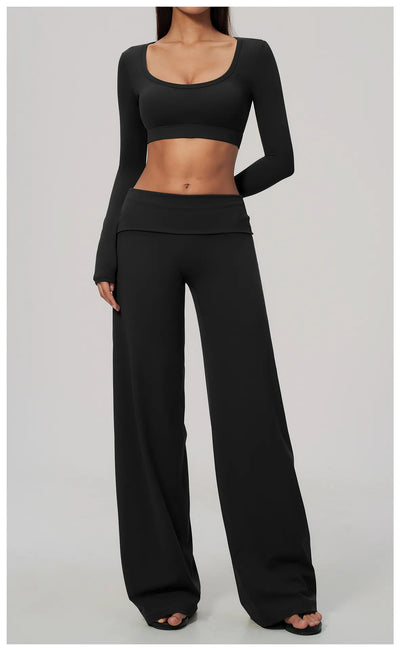 SPARK Women's U-Neck Long-Sleeve Crop Yoga Top ZC9599