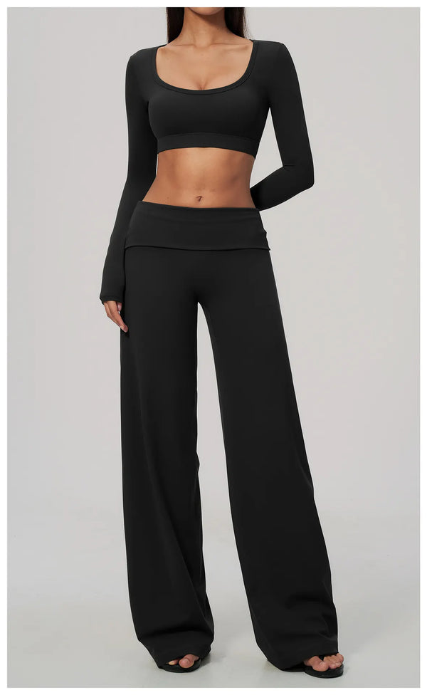 SPARK Women's U-Neck Long-Sleeve Crop Yoga Top ZC9599