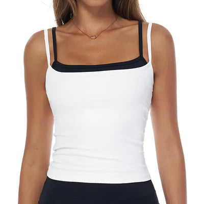 SPARK Fake Two-Piece Square Neck Yoga Tank Top ZC3092