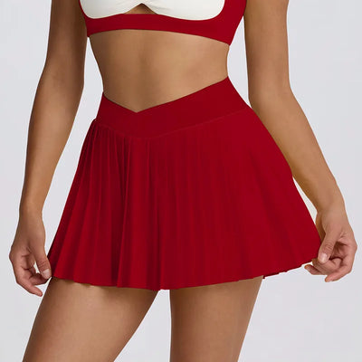 SPARK Casual V-shaped Waist Band Pleated Tennis Skirt QY6538