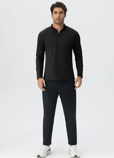 SPARK Men's Half-zip Cotton-Linen Feel Casual Workout & Running Top 61530YEL