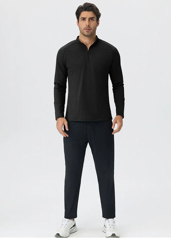 SPARK Men's Half-zip Cotton-Linen Feel Casual Workout & Running Top 61530YEL