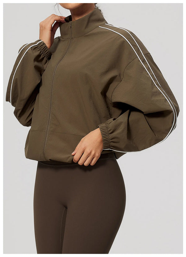 SPARK Women’s Color-Block Stand-Collar Zip-Up Jacket ZC3616-1