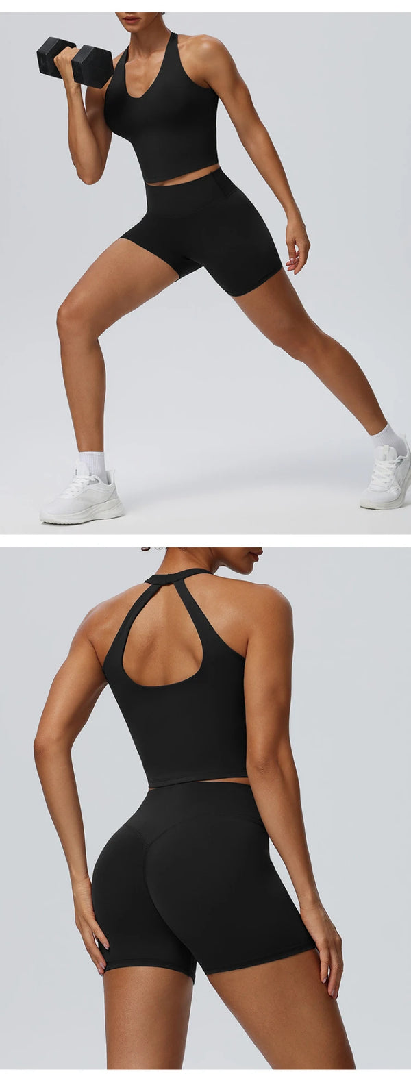 SPARK Women's Halter Neck Yoga Tank Top Open Back YEL62125