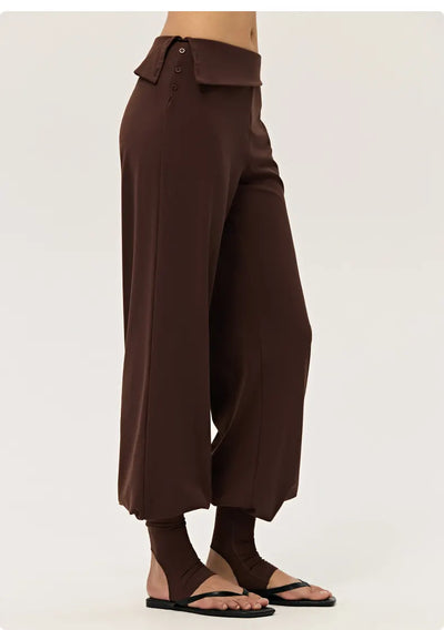 SPARK Women's Irregular Button Waist Wide Leg Pants DS126128