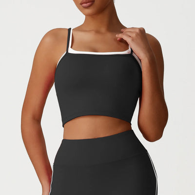 SPARK Fake Two-Piece Square Neck Yoga Tank Top YG2535