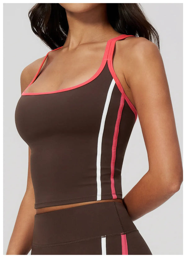 SPARK Women’s Color-Block Crossover Backless Workout Tank Top ZC2578