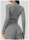 SPARK Women's New Slim-Fit Cropped Striped Fitness Jacket ZC4556