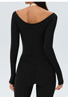 SPARK Women's Cross Ruched V-Neck Long-Sleeve Yoga Top DS526059