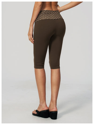 SPARK New Brushed Retro Polka Dot Fold-Over Yoga Capri ZC4549