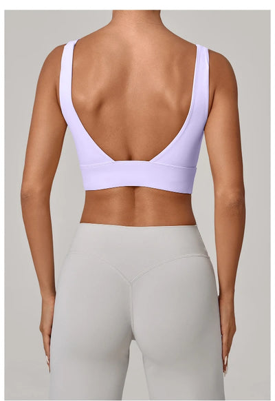 SPARK Women's Wide Hem High Support Open Back Yoga Bra QS25010