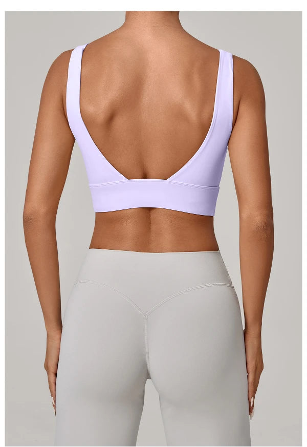 SPARK Women's Wide Hem High Support Open Back Yoga Bra QS25010