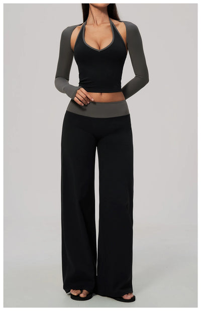 SPARK Color-block V-neck Halter Yoga Tank Top ZC9639