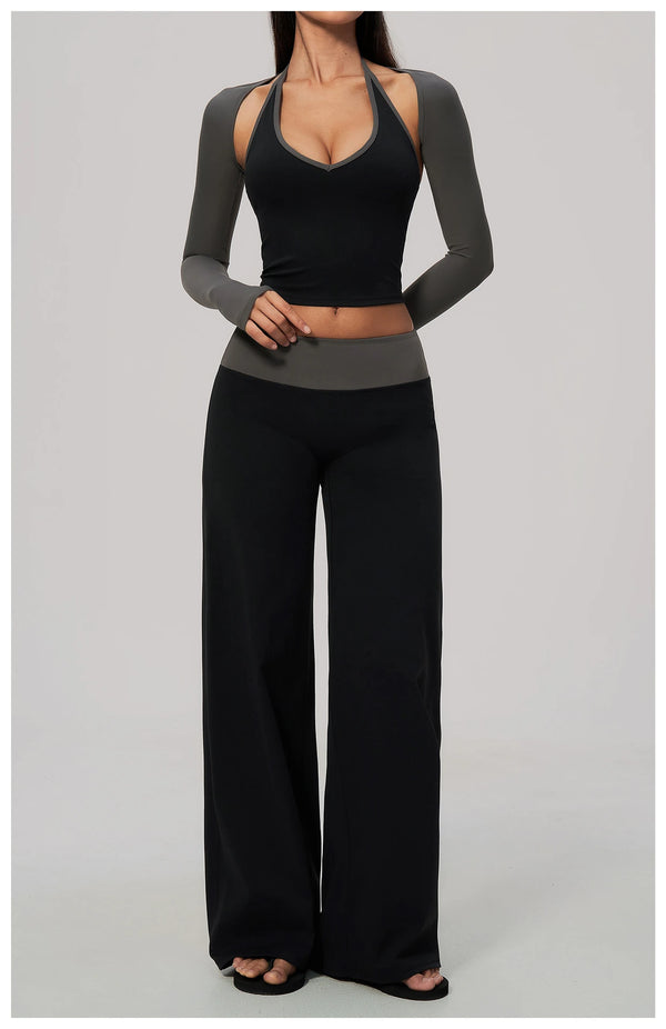SPARK Color-block V-neck Halter Yoga Tank Top ZC9639