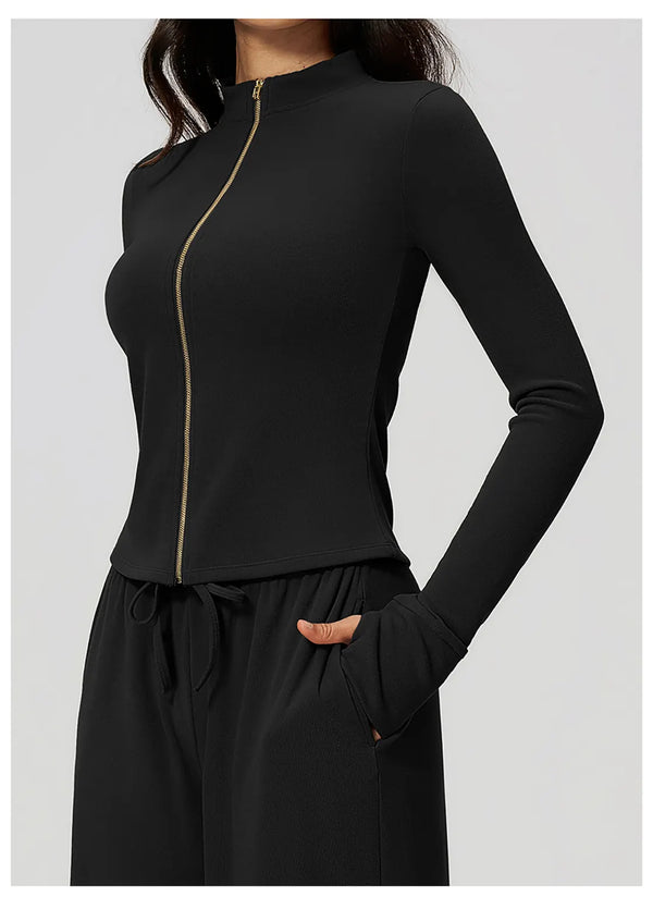 SPARK Women's Brushed Zip-Up Yoga Jacket | Stand Collar Workout & Running Jacket ZC9626-1