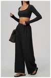 SPARK Women's U-Neck Long-Sleeve Crop Yoga Top ZC9599