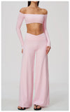 SPARK Women's Naked-Feel Cross Waist Yoga Wide Leg Pants ZC2588