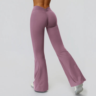 Back Waist Scrunch Flared Pants for Women 