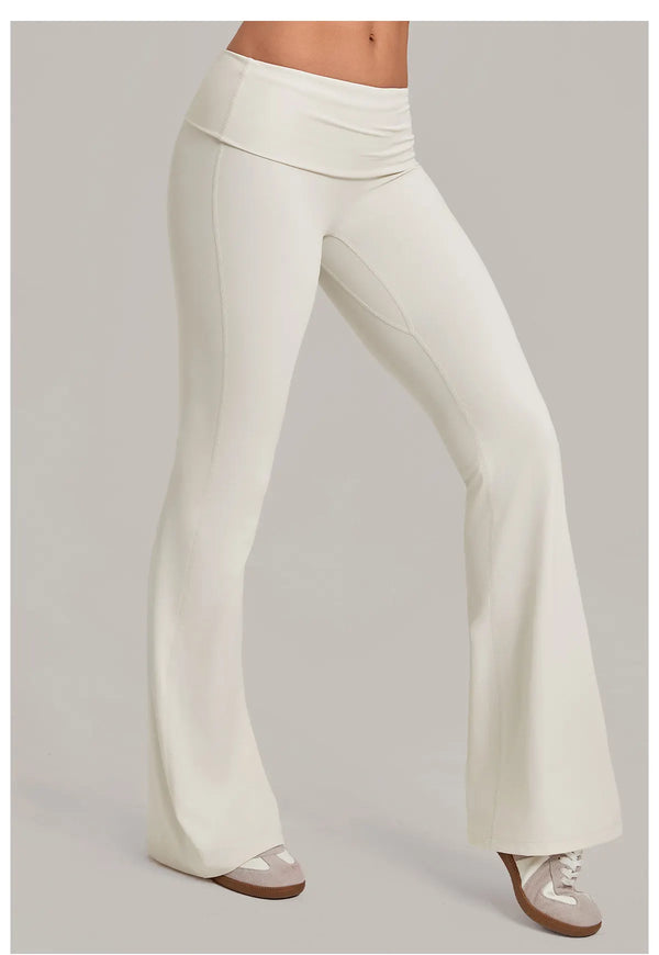 SPARK Women’s Fold-Over Waist Butt-Lifting Yoga Flare Pants TF2257
