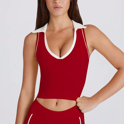 SPARK V-shaped Polo Collar Running Pilates Fitness Vest QY6537