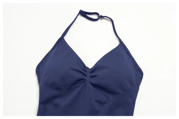 SPARK Seamless Halter V-Neck Open-Back Tank Top ZC4535