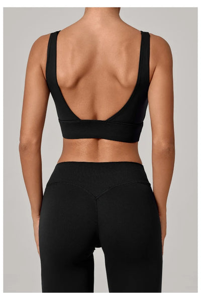 SPARK Women's Wide Hem High Support Open Back Yoga Bra QS25010