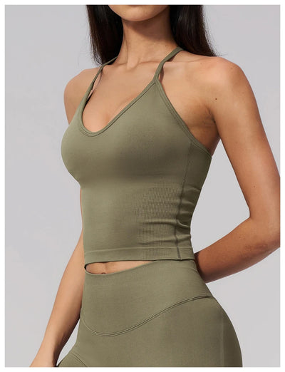 SPARK Seamless Halter Neck Y-Back Yoga Fitness Tank Top ZC3595