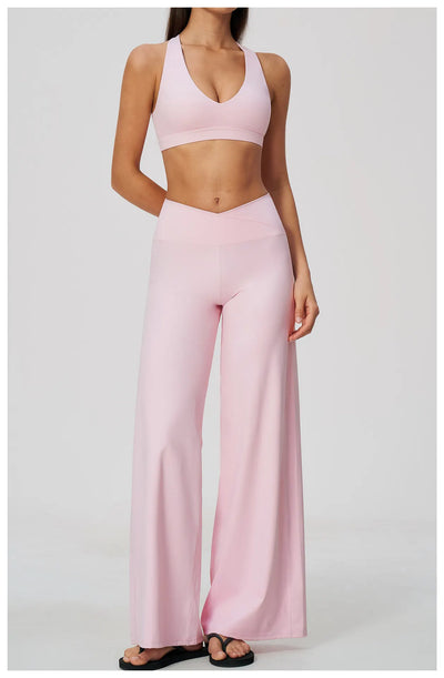 SPARK Women's Naked-Feel Cross Waist Yoga Wide Leg Pants ZC2588