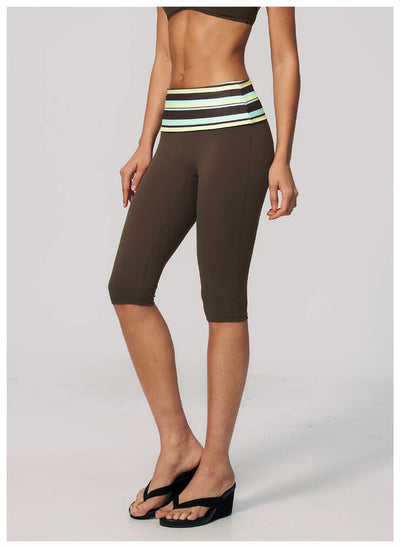 SPARK New Brushed Retro Polka Dot Fold-Over Yoga Capri ZC4549
