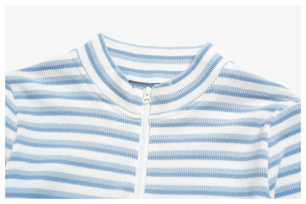 SPARK Women's New Slim-Fit Cropped Striped Fitness Jacket ZC4556