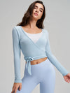 SPARK Chic Long Sleeve Wrap Tie Yoga Top RQ7418