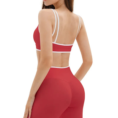SPARK Color Block Back Double Shoulder Strap Yoga Fitness Bra ZC9528