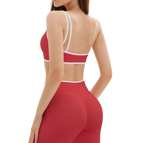 SPARK Color Block Back Double Shoulder Strap Yoga Fitness Bra ZC9528