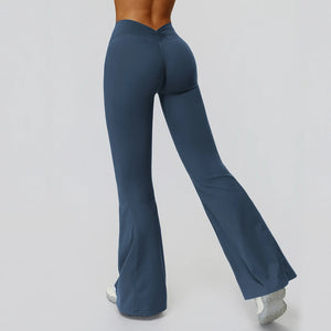 SPARK Back Waist Scrunch Flared Pants for Women ZC9308