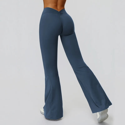 Back Waist Scrunch Flared Pants for Women 