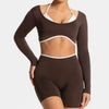 SPARK Fake Two Pieces Fitness Cropped Top RXW3006